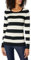 Amazon Essentials Women's Long-Sleeve Lightweight Crewneck Jumper (Available in Plus Size), Black Oatmeal Heather Rugby Stripe, S