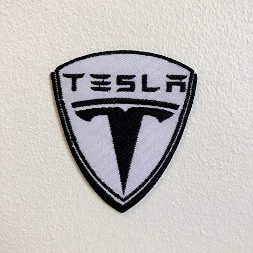 GadgetsGlobal Tesla Motors Abzeichen Logo Aufbügeln oder Aufnähen 8 cm x 7 cm Rechteckig Patch