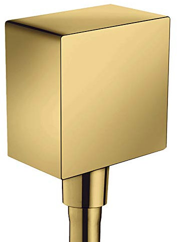 hansgrohe Schlauchanschluss FixFit Square, Wandanschluss mit Rückflussverhinderer, Polished Gold Optic, 41,00