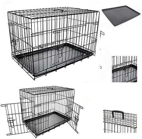 TAHA ® Dog Pet Training Transport crate Fold Flat cage Removable Tray Medium 30