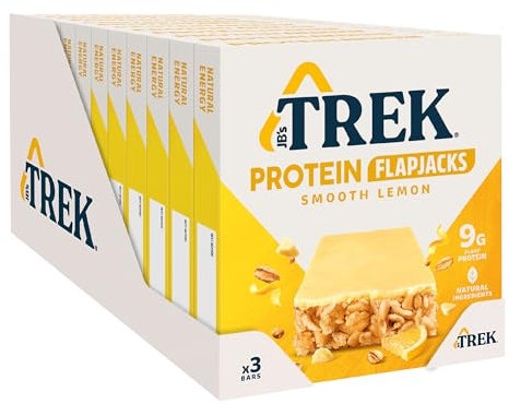 JB's Trek High Protein Flapjack Smooth Lemon - Gluten Free - Plant Based - Vegan Snack - 50g x 36 bars