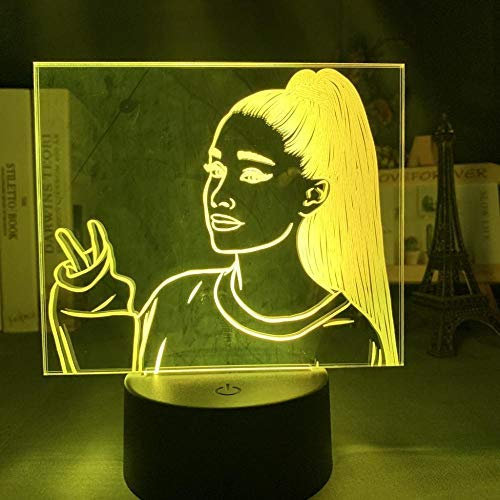 Led Nachtlicht für Sänger Ariana Grande Fans Home Decoration Illusion Licht USB-Batterie LED bunte 3D-Lampe Kinder Geburtstagsgeschenke-16 Farben mit Fernbedienung