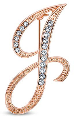 Großes Statement Abc Pave Crystal Cursive Script Monogramm Buchstaben Alphabet Initial J Schal Revers Pin Brosche Für Frauen Rose Gold Plattiert