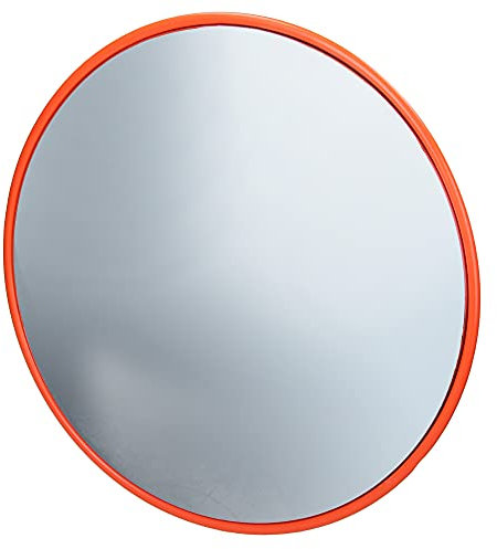 ECD Germany Espejo de Tráfico Ø 60 cm con Soporte Giratorio Rojo Irrompible Retrovisor de Seguridad para Interior Garaje Reflejo de Vigilancia Panorámico Espejo Convexo Facilita Entrada y Salida