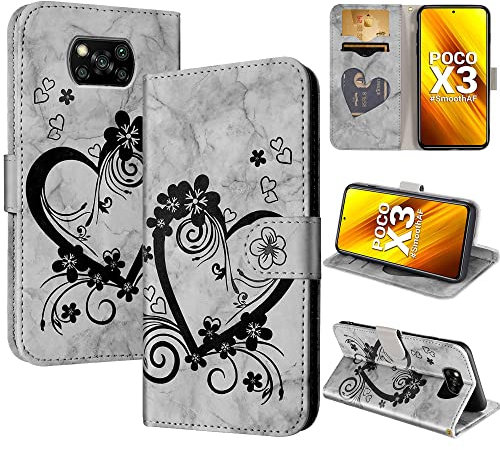 CASAFUNY Handyhülle für Xiaomi Poco X3 Pro/Poco X3 NFC/Poco X3 Hülle Tasche Flip Case Brieftasche Kartenfach Klapphülle Handytasche Case Schutzhülle für Xiaomi Poco X3 Pro/Poco X3 NFC/Poco X3, Schwarz