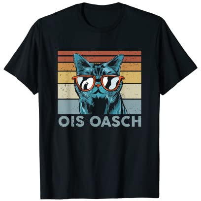 Ois Oasch Coole Katze mit Sonnenbrille Vintage Retro T-Shirt