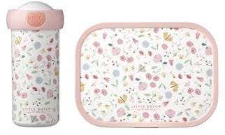 Mepal - Lunch-Set Campus Little Dutch - für Kinder mit Verschlussbecher & Lunch Box - die Schule oder Unterwegs - Spülmaschinenfest & BPA-frei - 300ml + 750ml - Flowers & Butterflies