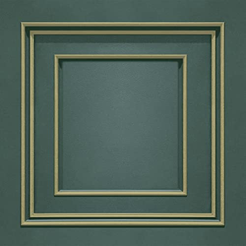Belgravia Decor Amara Panel Vinyl Wallpaper Green/Gold Belgravia 7395 Textured 3D Effect
