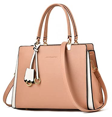 NICOLE & DORIS Damen Handtasche Elegant Henkeltasche Leder Schultertasche Frauen Umhängetasche Multifunktion Shopper Tote Tasche Mittelgroß mit Anhänger Rosa