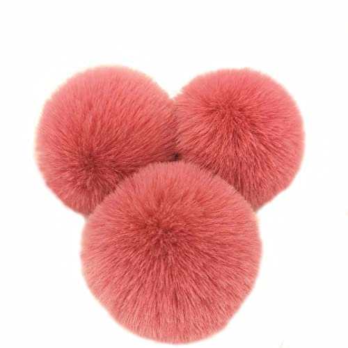 10 Stk 6cm Pompons Kunstfell Kaninchenfell Fellbommel,Kunstpelz Pom Pom Ball Plüschbälle Bommeln für DIY Handwerk Mützen Anhänger Dekoration Damen Mädchen Taschenanhänger Schlüsselanhänger,Gummi rot