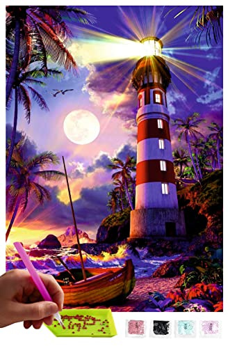 MISHBAY Diamond Painting Erwachsene Set Leuchtturm - 30x40cm - Diamant Painting Entspannendes DIY Komplettset für Frauen & Anfänger - Kreatives Hobby für Ruhige Auszeite