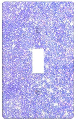 Lila Bling Lichtschalter-Abdeckung Wandplatte, Funkeln Einzel-Kippschalter-Abdeckungen, 1-Gang-Schalterplattenabdeckungen, Wandplatten, dekorativ für Küche, Schlafzimmer, Wohnzimmer, 11,4 x 7 cm