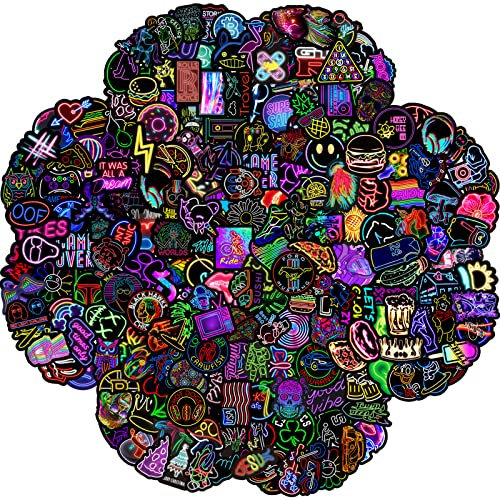 Pack de 200 pegatinas de graffiti neón, pegatinas de vinilo impermeables para ordenador portátil, maleta, guitarra, equipaje, bicicleta, para niños