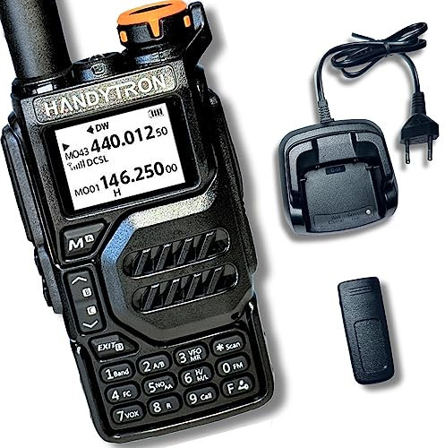 HANDYTRON UV-K9 Walkie Talkie - Radio VHF/UHF de Doble Banda - Walkie Bidireccional 5W y Largo Alcance para Construcción, para montaña, Uso Industrial - Pantalla LCD, Batería Recargable de 1600mAh