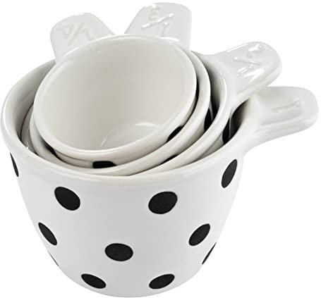 Creative Co-Op Keramik-Messbecher, 4er-Set, Schwarz und Weiß