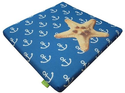 Sitzen BLEIBER Sitzkissen Outdoor wetterfest maritim 40x40 cm blau weiß mit Seestern