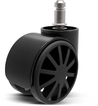 DRIFT WHEELS TYPE A - Ersatzräder für Bürostuhl, 5 Stück, Nylonmaterial, 60 mm Durchmesser, geräuschlos drehbar, universeller Ersatz, schwarze Farbe