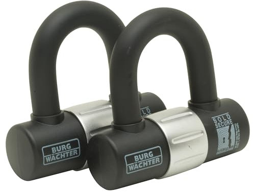 Burg-Wächter 100D Duo Sold Secure Gold Pack, Black, Twin Keyed Alike U Locks
