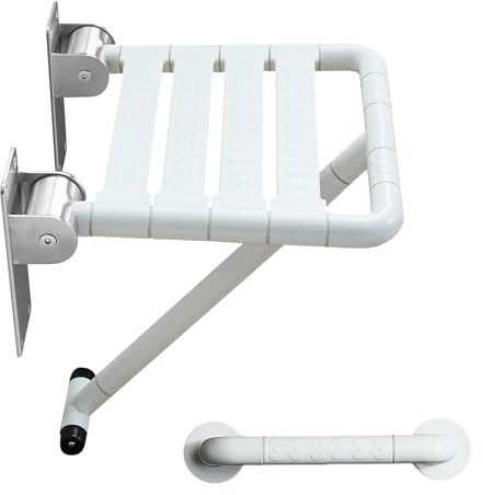 Silla Ducha Plegable, Asiento Ducha Plegable Pared Montada con Reposabrazos, Taburete de baño, Silla Abatible Ducha Montado en la Pared, Silla Antideslizante Plegable Cuarto Baño para Discapacitado