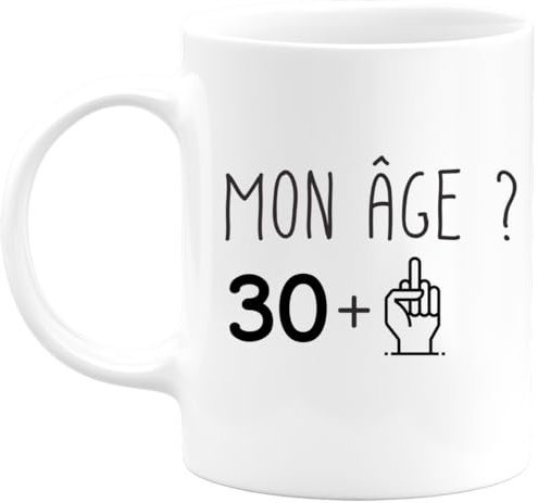 quotedazur Café-Croissant - Mug Personnalisé Tasse Cadeau Noël Anniversaire 31 Ans 1994 Mon Âge Doigt Honneur - Blanc/Céramique