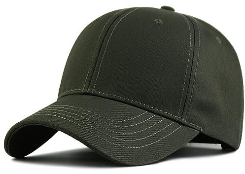 Baseballkappe in Übergröße, XXL, Baumwolle, großer Kopf, einfarbig, große Kopfmütze, Übergröße, verstellbar, 58,4 - 64,8 cm, Dunkelgrün, XXL