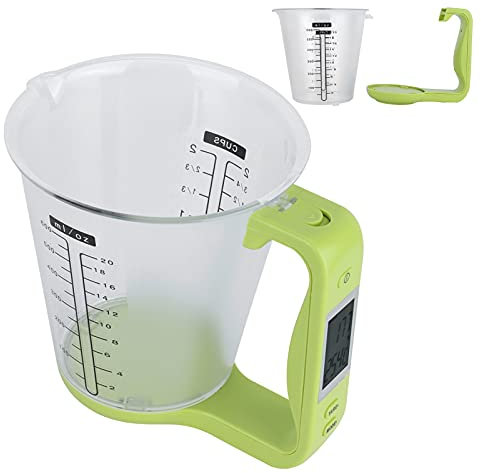OKJHFD Taza Medidora Báscula De Cocina Báscula De Herramientas Electrónica De Vaso Digital, Báscula De Taza Medidora Automática Desmontable De Precisión De 1000 G Con Pantalla LCD De Temperatura Y Pes