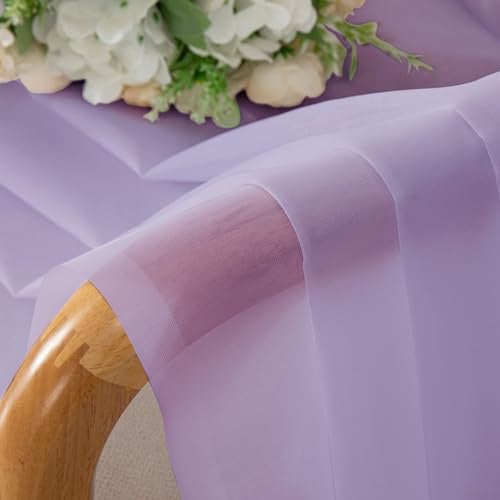 Chyhomenyc Lilac Sheer Curtains 54 Inch Long 2 Panels, Light Filtering Rod Pocket Voile Short Curtains Drapes for Living Room Bedroom Small Windows, 42Wx45L Inches