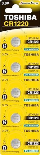 Toshiba Lithium Coin Batteries – Coin Battery Packs - Lithium 3v Coin Battery Long Life – Button Cell Batteries for Watches, Keyfobs, Scales & More - CR1220 - Pack of 5