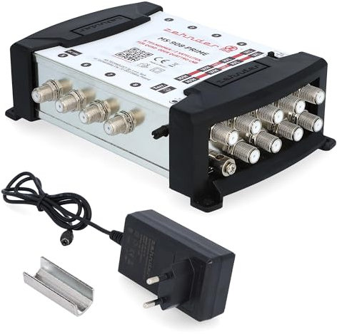 [ Test SEHR GUT *] ZEHNDER 9/8 Multischalter für Quattro & Quad LNB, Multiswitch für 2 Satelliten & 8 Teilnehmer (TV, Sat Receiver), HD 4K Digital Matrix Sat Verteiler, Schüssel Spiegel Antenne