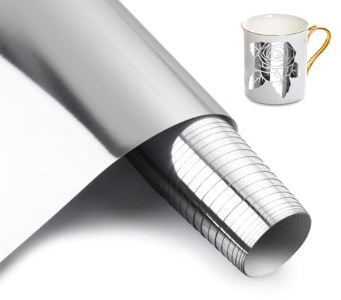 Rollo Vinil Adhesivo HKC - Plata 30cm x 400cm - Autoadhesivo - Vinilo Permanente para Taza, Ventana, Cerámica, Plástico