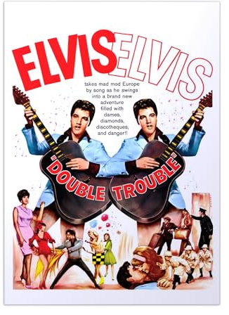 Displate - Poster aus Metal - Wall Art - Elvis Presley - Elvis Movie Posters - Double Trouble - Size M - 32x45cm Matt