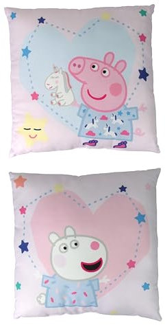 LENTZ 1 Stück Kinderkissen - Dekokissen ca. 30cm x 30cm - Standard 100 by Oeko-TEX® geprüfte Qualität- Original Lizenzware - Peppa-Sheep