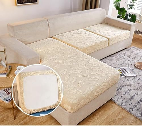 WYJHNLBEDC Sofa/Couch überzug, Elastischer Sofabezug überwurf aus Stoffstretch für Sofa 3/2/1 Sitzer L/U Form Sitzkissenbezug, Sofaschutz Hund Kratzschutz Katze (Beige, 3 Sitzer/1stück)