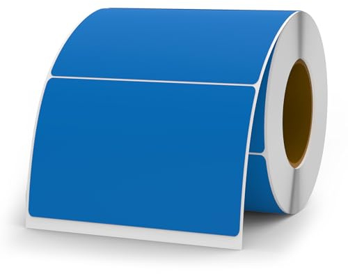 YIKIADA 500 Stück Blau Etiketten 50 × 76 mm Selbstklebend Vinyl Klebeetiketten zum Beschriften Wasserfest Aufkleber Rolle für Umzug Tafel Marmelade