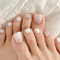 24pcs White False Toenails Glitter Sequins Stick on Toe Nails Rhinestone Press on Toenails Removable Glue-on Toenails Fake Toe Nails Full Cover Acrylic Toe Nail Art Tips for Women Girls