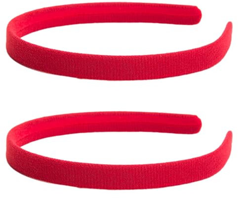 Lot de 2 bandeaux rouges - Accessoires de cheveux rouges - Accessoires de cheveux tendance pour filles - Bandeaux en velours pour l'école - Red Nose Day