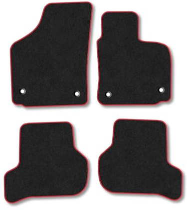Seat Leon (2005-2009) Car Mats Accessories Tailored Fit Carpet Floor Mats Non Slip Red Trim Accessory Compatible Front Rear Set Anti Slip Backing Custom Fit Hand-Finished Full Coverage Clips