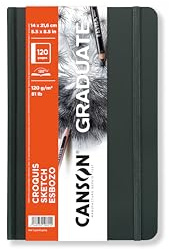 CANSON Graduate Book Skizzenbuch, weiche Körnung, 120 g/m², Hardcover, 14 x 21,6 cm, Weiß, 60 Blatt