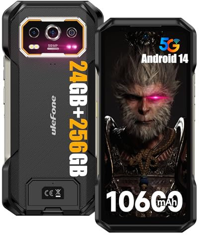 Ulefone Armor 27 Pro Outdoor Handy 5G Android 14 Smartphone 64MP+50MP+50MP+32MP Kamera 24GB + 256GB/SD-2TB 10600mAh Akku, 6.78 Zoll FHD+ 120Hz, unterstützt 33W Schnellladung GPS/NFC/OTG