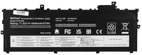 WLTree 01AV429 01AV430 01AV431 01AV494 Batteria per Lenovo ThinkPad X1 Carbon 2017 2018 5th Gen 6th Gen G5 G6 20HR 20KG 20HR0021GE 20KGS03900 20KH006MGE SB10K97586 SB10K97587 SB10K97588 Battery
