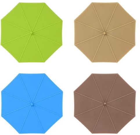 Honbay 4PCS Creative Silicone Cup Lids Umbrella Shaped Mug Covers Coffee Cup Covers Anti-dust Sealed Silicone Mug Lids Glass Ceramic Cup Covers to Keep Drink Warm or Cold (Mixed Color)
