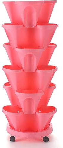 MAYFABD Jardinière Verticale pour Fraises Tour de Jardin Empilable à 6 Niveaux Jardinières Empilables pour Herbes et Légumes Intérieur Extérieur Porche Décor Jardin Vertical,D