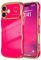 LCHULLE for iPhone 16 Case for Women Girls,Cute Curly Wave Frame Shape Love Heart Pattern Phone Case,Raised Camera Protection Plating Shockproof Cover for iPhone 16 6.1,Hot Pink