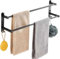 Porte Serviette Porte Serviettes Salle de Bains,Porte Serviette étagère Serviette,Noir Barres Porte Serviettes Mural Adhesif pour Douche et Cuisine,agère Serviette Salle de Bain Porte-2-Tier||100cm