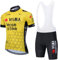 X-CQREG Cycling Jersey Men Set Bib Shorts Set Summer Mountain Bike Bicycle Suit Anti-UV Bicycle Team Racing Uniform Clothes, Yellow, XL