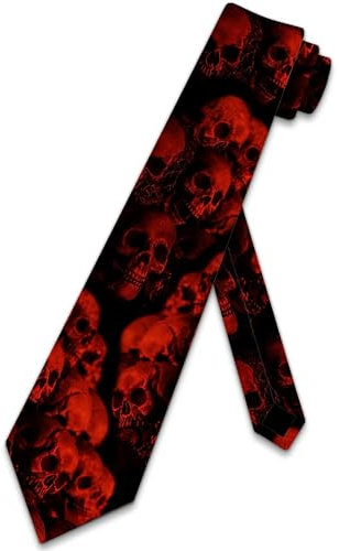 zerosevenee Totenkopf-Krawatte für Herren, Halloween-Krawatte mit rotem Totenkopf, für Herren, Skelett-Krawatte, Siehe Abbildung, Einheitsgröße