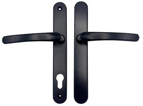 TSS UPVC Door Handles Set with Blank External (Dummy) - Lever/Lever - 92mm PZ (Centres) - 210mm Screw to Screw - Backplate 244mm X 34mm Replacement Dummy UPVC Door Handles (Black)