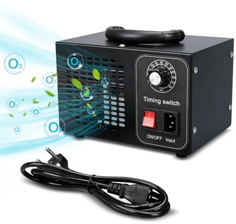 Roadtime Ozongenerator 60,000mg/Std Ozongerät, O3 Ozongenerator Ozon Luftreiniger mit 60Min Timer für 180㎡ Geruchskiller Geruchsneutralisierer für Auto, Rauch, Haustiergerüche, Küchengerüche