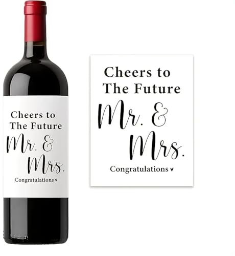 CAA Trading™ Wine Bottle Sticker Cheers to The Future Mr & Mrs Congratulations Label Alcohol Wedding Bride Groom (1 Label Sticker)