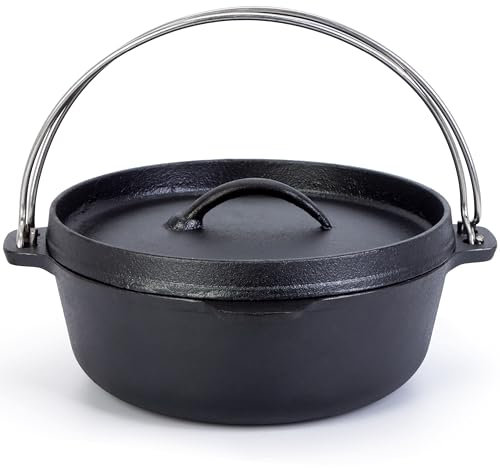 MOJ Trading Horno holandés, molde para pan, olla de hierro fundido, olla de hierro fundido para hornear pan, olla holandesa pequeña y mediana grande de hierro fundido